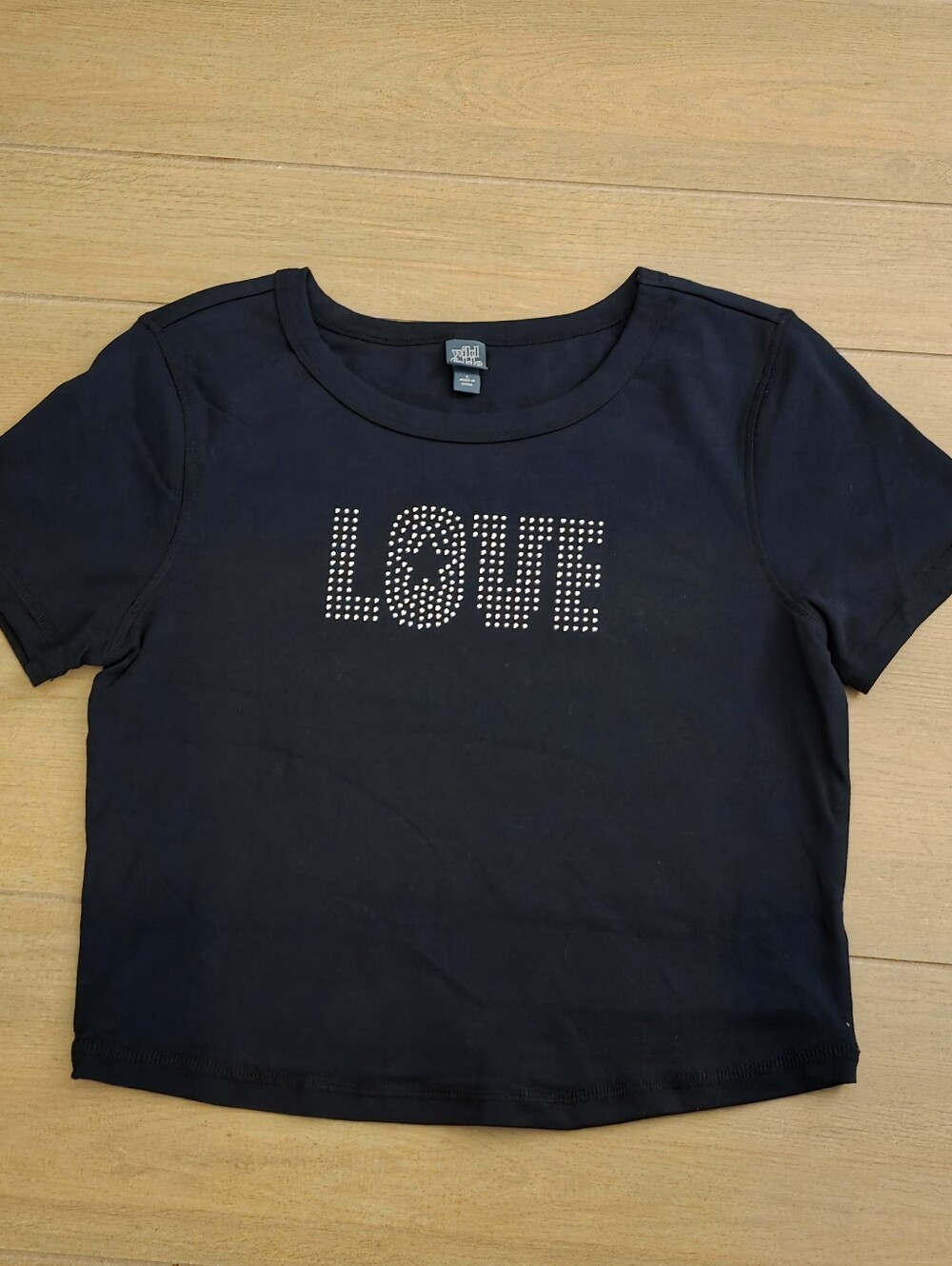 wild fable Black Short-Sleeve Tee with Studded LOVE Graphic